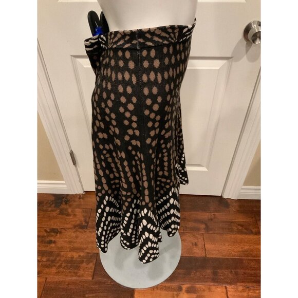 BCBG Max Azria Black, Brown & White Polka Dot ‘Albie' Flare Skirt, Size Medium - Picture 2 of 6